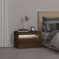vidaXL Mesita de noche con luces LED marrón roble 60x35x40 cm