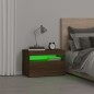 vidaXL Mesita de noche con luces LED marrón roble 60x35x40 cm
