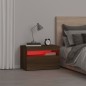 vidaXL Mesita de noche con luces LED marrón roble 60x35x40 cm