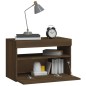 vidaXL Mesita de noche con luces LED marrón roble 60x35x40 cm