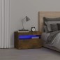 vidaXL Mesita de noche con luces LED color roble ahumado 60x35x40 cm vidaXL Mesita de noche con luces LED color roble ahumado 60x35x40 cm