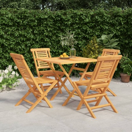 vidaXL Juego de comedor para jardín 5 piezas madera maciza de teca