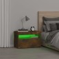 vidaXL Mesita de noche con luces LED color roble ahumado 60x35x40 cm vidaXL Mesita de noche con luces LED color roble ahumado 60x35x40 cm