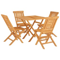 vidaXL Juego de comedor para jardín 5 piezas madera maciza de teca