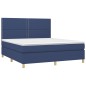 vidaXL Cama box spring con colchón tela azul 160x200 cm vidaXL Cama box spring con colchón tela azul 160x200 cm