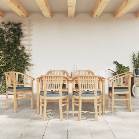 vidaXL Juego de comedor de jardín 7 piezas madera maciza de teca