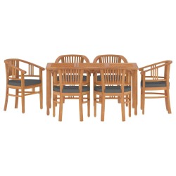 vidaXL Juego de comedor de jardín 7 piezas madera maciza de teca