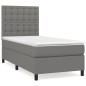 vidaXL Cama box spring con colchón tela gris oscuro 90x190 cm vidaXL Cama box spring con colchón tela gris oscuro 90x190 cm