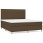 vidaXL Cama box spring con colchón tela marrón oscuro 160x200 cm vidaXL Cama box spring con colchón tela marrón oscuro 160x200 cm