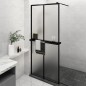 vidaXL Mampara ducha con estante vidrio ESG y aluminio negro 90x195 cm vidaXL Mampara ducha con estante vidrio ESG y aluminio negro 90x195 cm