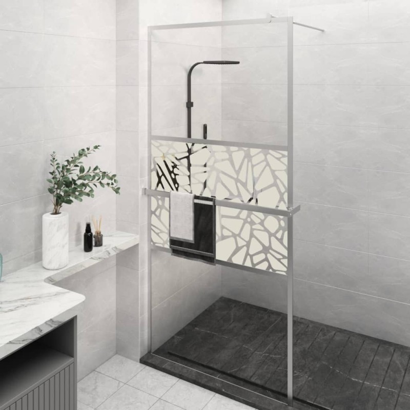 vidaXL Mampara ducha con estante vidrio ESG y aluminio cromo 90x195 cm vidaXL Mampara ducha con estante vidrio ESG y aluminio cromo 90x195 cm