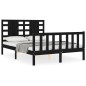 vidaXL Estructura de cama con cabecero madera maciza negro 140x200 cm