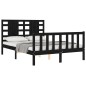 vidaXL Estructura de cama con cabecero madera maciza negro 140x200 cm