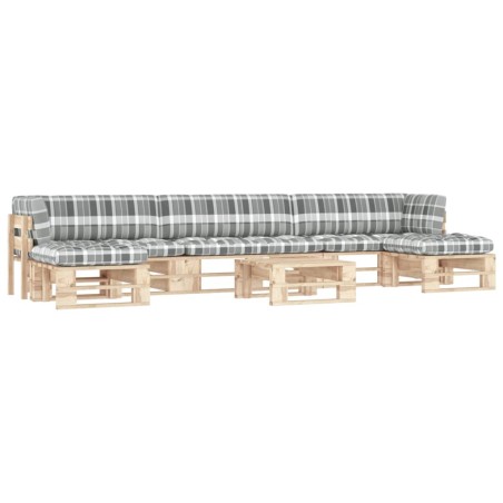 vidaXL Muebles de palets 6 pzas y cojines madera pino impregnada