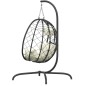 vidaXL Silla colgante huevo acero ratán sintético cojín blanco crema vidaXL Silla colgante huevo acero ratán sintético cojín blanco crema