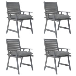 vidaXL Sillas de comedor jardín con cojines 4 uds madera maciza acacia