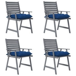 vidaXL Sillas de comedor jardín con cojines 4 uds madera maciza acacia