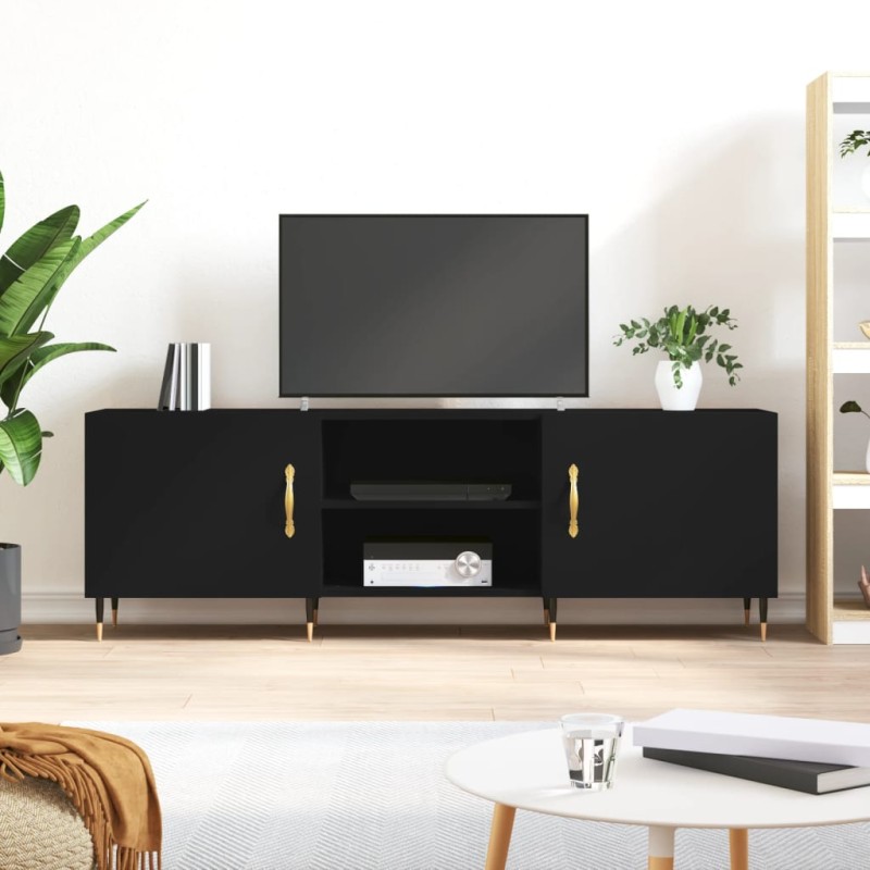 vidaXL Mueble para TV madera de ingeniería negro 150x30x50 cm vidaXL Mueble para TV madera de ingeniería negro 150x30x50 cm