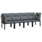 vidaXL Set de muebles de jardín 4 piezas ratán sintético negro y gris