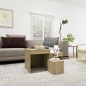 vidaXL Mesas apilables 3 piezas madera contrachapada roble Sonoma vidaXL Mesas apilables 3 piezas madera contrachapada roble Sonoma