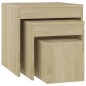 vidaXL Mesas apilables 3 piezas madera contrachapada roble Sonoma vidaXL Mesas apilables 3 piezas madera contrachapada roble Sonoma