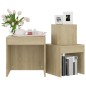 vidaXL Mesas apilables 3 piezas madera contrachapada roble Sonoma vidaXL Mesas apilables 3 piezas madera contrachapada roble Sonoma