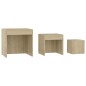 vidaXL Mesas apilables 3 piezas madera contrachapada roble Sonoma vidaXL Mesas apilables 3 piezas madera contrachapada roble Sonoma