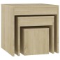 vidaXL Mesas apilables 3 piezas madera contrachapada roble Sonoma vidaXL Mesas apilables 3 piezas madera contrachapada roble Sonoma
