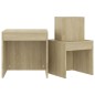 vidaXL Mesas apilables 3 piezas madera contrachapada roble Sonoma vidaXL Mesas apilables 3 piezas madera contrachapada roble Sonoma