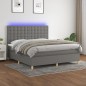 vidaXL Cama box spring colchón y luces LED tela gris oscuro 160x200 cm vidaXL Cama box spring colchón y luces LED tela gris oscuro 160x200 cm