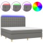 vidaXL Cama box spring colchón y luces LED tela gris oscuro 160x200 cm vidaXL Cama box spring colchón y luces LED tela gris oscuro 160x200 cm