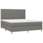vidaXL Cama box spring colchón y luces LED tela gris oscuro 160x200 cm vidaXL Cama box spring colchón y luces LED tela gris oscuro 160x200 cm