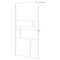 vidaXL Mampara ducha con estante vidrio ESG y aluminio blanco 100x195cm