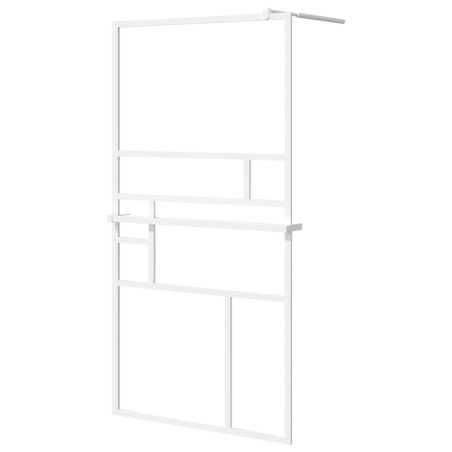 vidaXL Mampara ducha con estante vidrio ESG y aluminio blanco 100x195cm