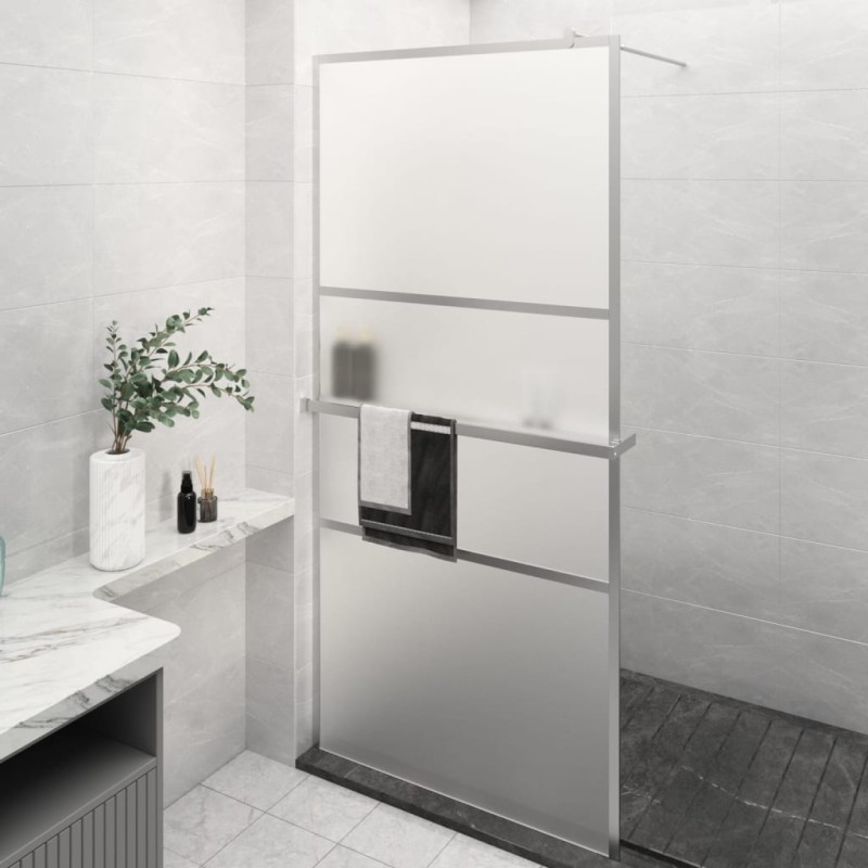 vidaXL Mampara ducha con estante vidrio ESG y aluminio cromo 80x195 cm vidaXL Mampara ducha con estante vidrio ESG y aluminio cromo 80x195 cm