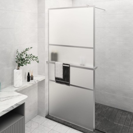 vidaXL Mampara ducha con estante vidrio ESG y aluminio cromo 80x195 cm