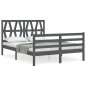 vidaXL Estructura cama de matrimonio con cabecero madera maciza gris vidaXL Estructura cama de matrimonio con cabecero madera maciza gris