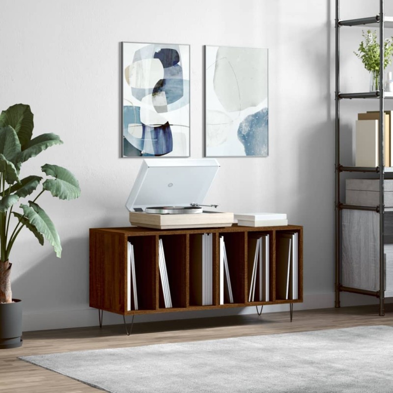 vidaXL Mueble discos madera contrachapada roble marrón 100x38x48 cm