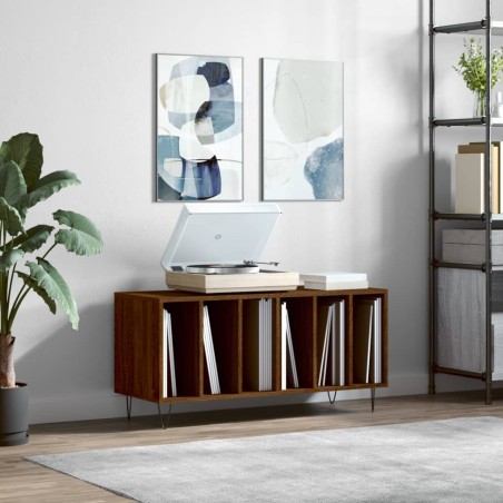 vidaXL Mueble discos madera contrachapada roble marrón 100x38x48 cm