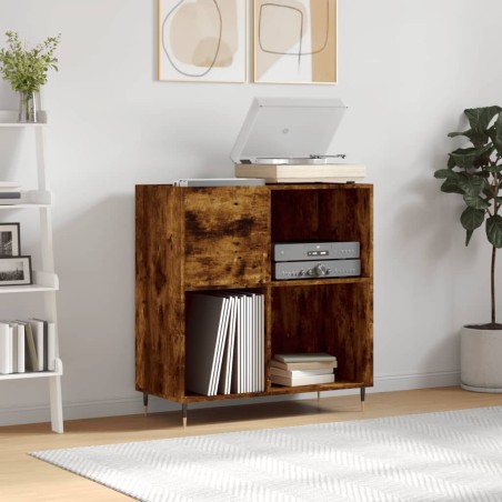 vidaXL Mueble discos madera contrachapada roble ahumado 84,5x38x89 cm