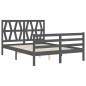 vidaXL Estructura cama de matrimonio con cabecero madera maciza gris vidaXL Estructura cama de matrimonio con cabecero madera maciza gris