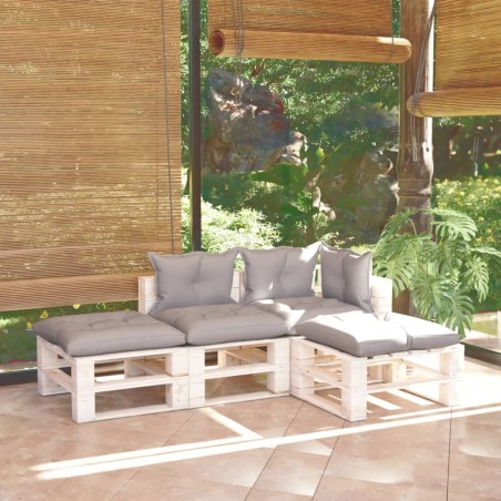 vidaXL Muebles de jardín de palets 4 pzas con cojines madera de pino