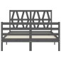 vidaXL Estructura cama de matrimonio con cabecero madera maciza gris vidaXL Estructura cama de matrimonio con cabecero madera maciza gris