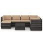 vidaXL Muebles de jardín 8 pzas con cojines madera impregnada gris vidaXL Muebles de jardín 8 pzas con cojines madera impregnada gris