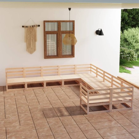 vidaXL Juego de muebles de jardín 10 piezas madera maciza de pino