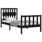 vidaXL Estructura de cama con cabecero madera maciza negro 90x200 cm vidaXL Estructura de cama con cabecero madera maciza negro 90x200 cm