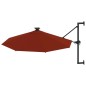 vidaXL Sombrilla de pared con LEDs y poste de metal 300 cm terracota vidaXL Sombrilla de pared con LEDs y poste de metal 300 cm terracota