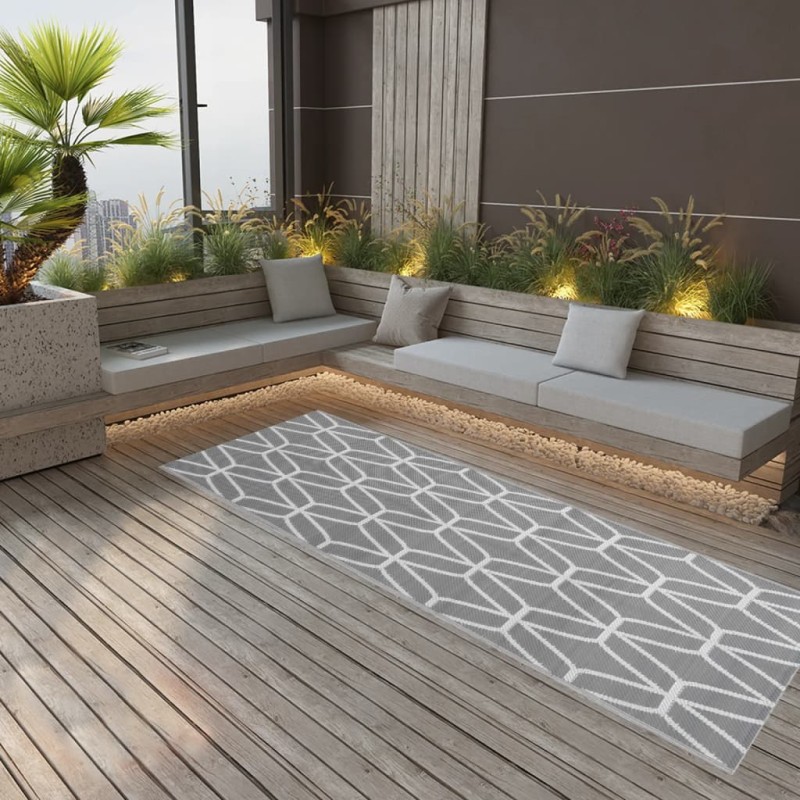 vidaXL Alfombra de exterior PP gris 80x250 cm vidaXL Alfombra de exterior PP gris 80x250 cm