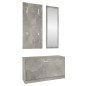 vidaXL Set mueble zapatero 3 en 1 madera contrachapada gris hormigón