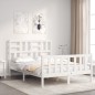vidaXL Estructura de cama con cabecero madera maciza blanco 120x200 cm